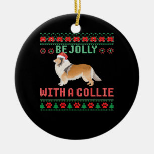 Dog Ugly Christmas Sweater Be Jolly With A Rough C Ceramic Ornament