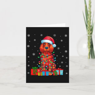 Dog Ugly Xmas Lights Santa Hat Irish Setter Dog Ch Card