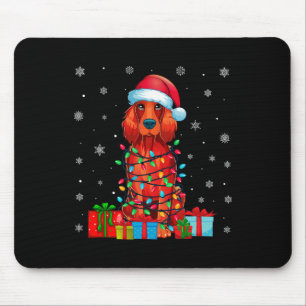 Dog Ugly Xmas Lights Santa Hat Irish Setter Dog Ch Mouse Pad