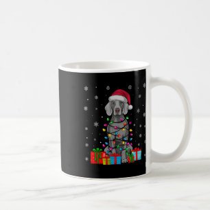 Dog Ugly Xmas Lights Santa Hat Weimaraner Dog Chri Coffee Mug