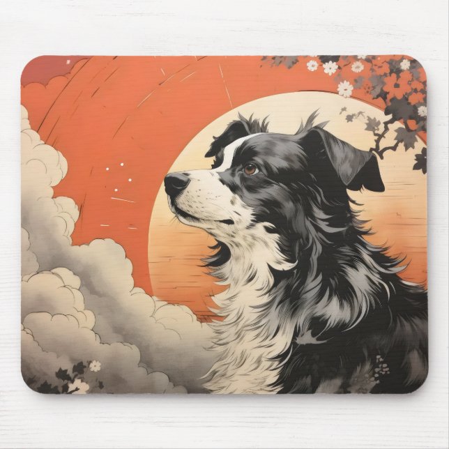 Dog Ukiyo-e Mouse Pad (Front)