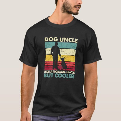 Dog Uncle _ Retro Sunset Dog Lover Funny Fathers T_Shirt