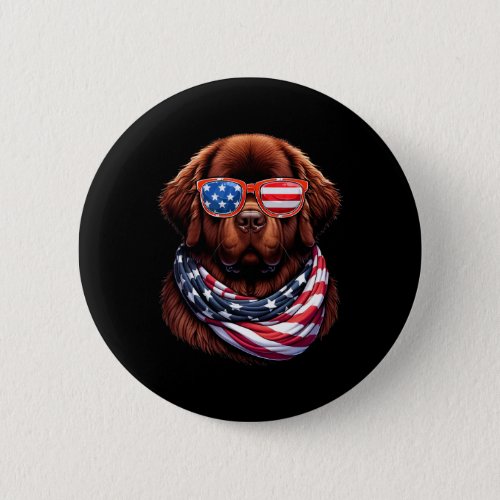Dog Usa Flag American Patriotic Dog 4th Of July  Button