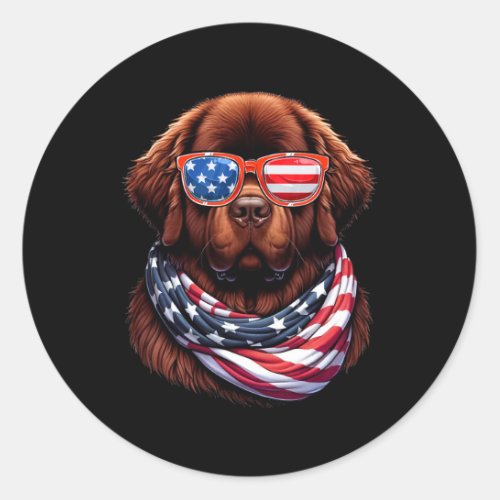 Dog Usa Flag American Patriotic Dog 4th Of July  Classic Round Sticker