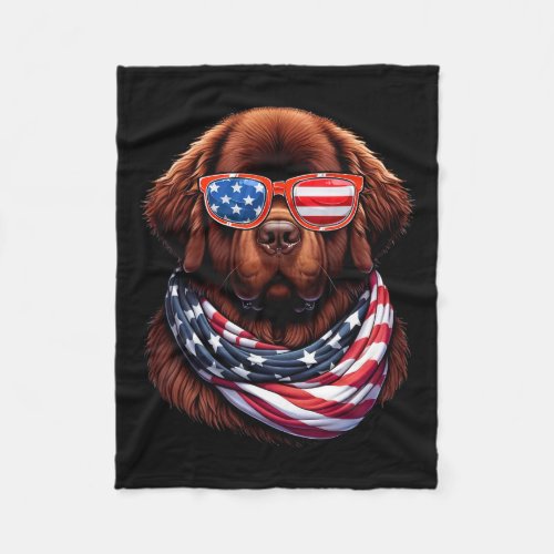 Dog Usa Flag American Patriotic Dog 4th Of July  Fleece Blanket