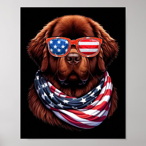 Dog Usa Flag American Patriotic Dog 4th Of July  Poster