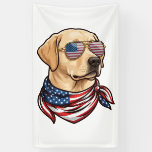 Dog Usa Flag Sunglasses Bandana Banner