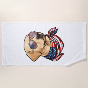Dog Usa Flag Sunglasses Bandana Beach Towel