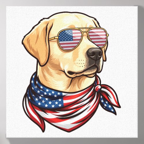 Dog Usa Flag Sunglasses Bandana Canvas Photo Tile
