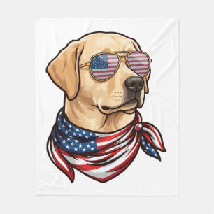 Dog Usa Flag Sunglasses Bandana Fleece Blanket
