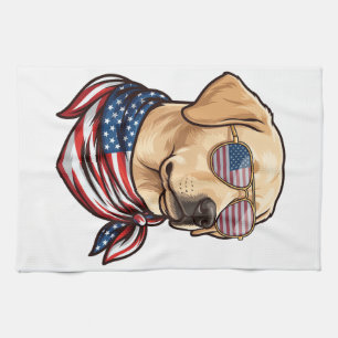 Dog Usa Flag Sunglasses Bandana Kitchen Towel