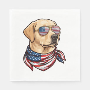 Dog Usa Flag Sunglasses Bandana Napkins