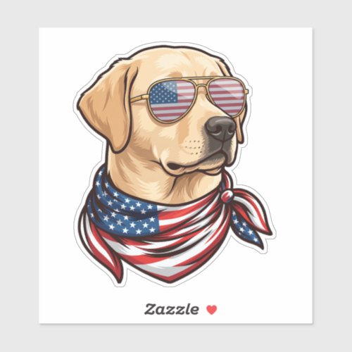 Dog Usa Flag Sunglasses Bandana Sticker