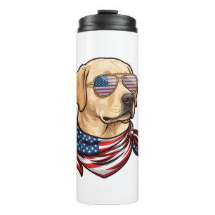 Dog Usa Flag Sunglasses Bandana Thermal Tumbler