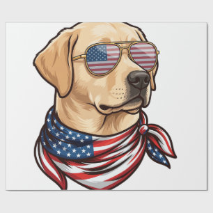 Dog Usa Flag Sunglasses Bandana Wrapping Paper