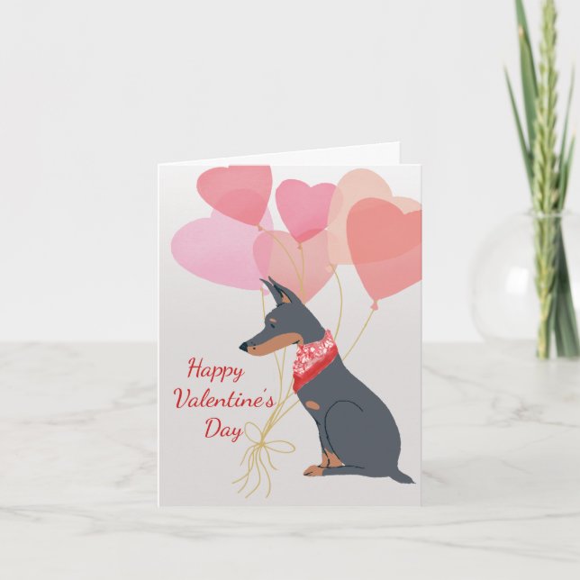 Dog Valentine Card From Doberman Red Balloons (Front)