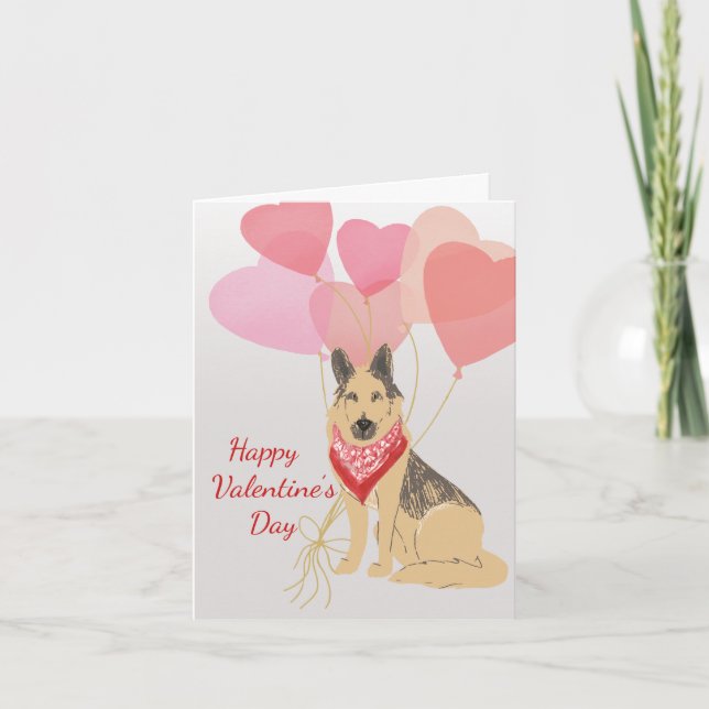 Dog Valentine Card From German Shepherd  Balloons (Front)