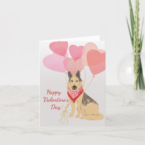 Dog Valentine Card From German Shepherd  Balloons