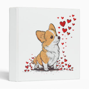 Dog Valentine Cute Corgi Valentine s Day 3 Ring Binder