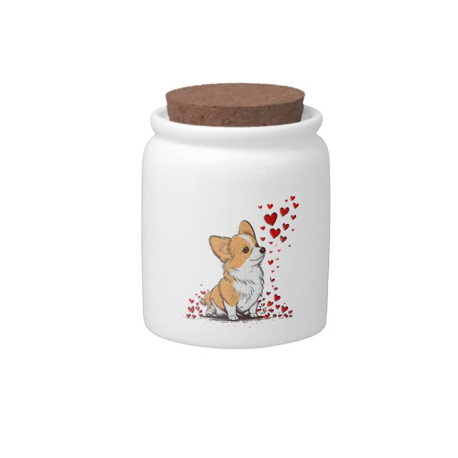 Dog Valentine Cute Corgi Valentine s Day Candy Jar (Front)