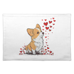 Dog Valentine Cute Corgi Valentine s Day Cloth Placemat