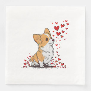 Dog Valentine Cute Corgi Valentine s Day Paper Dinner Napkins