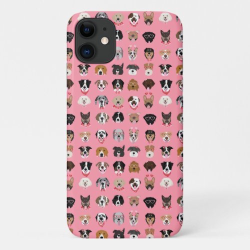 Dog Valentine Face Pattern iPhone 11 Case
