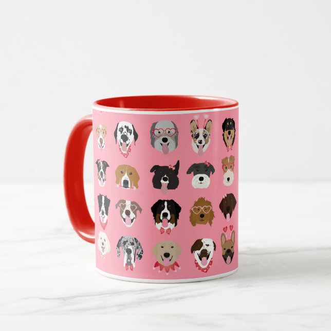 Dog Valentine Face Pattern Mug (Front Left)
