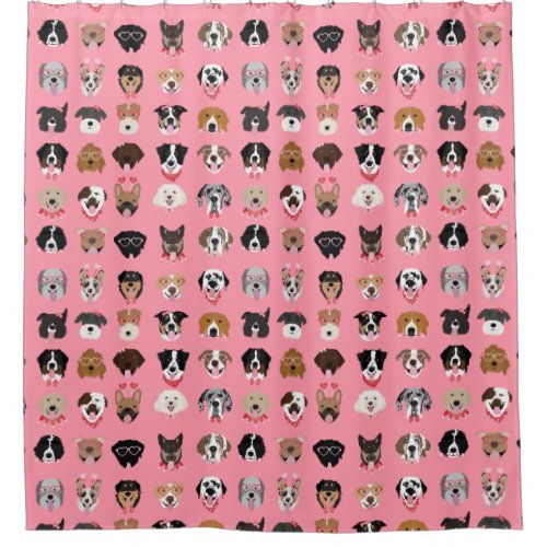 Dog Valentine Face Pattern Shower Curtain
