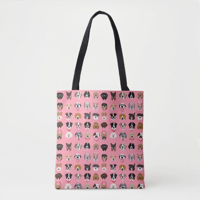 Dog Valentine Face Pattern Tote Bag (Front)