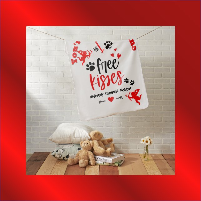 Dog Valentine - Free Kisses Definitely Contains |  Baby Blanket (Creator Uploaded)