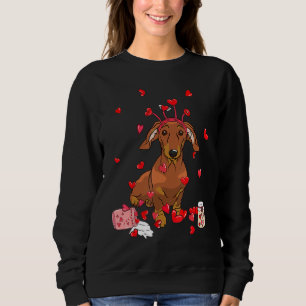 Dog Valentine Gift Cute Dachshund Valentine's Day Sweatshirt