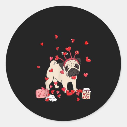 Dog Valentine Gift Cute Pug Valentines Day Classic Round Sticker