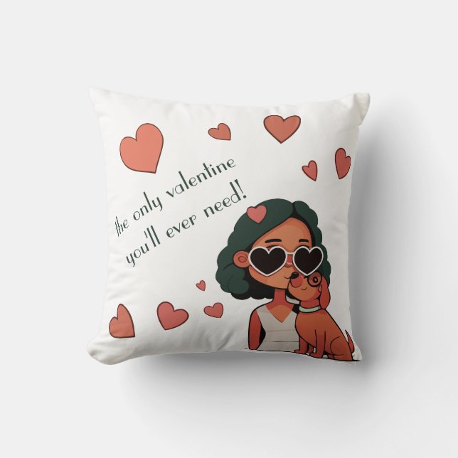 Dog Valentine Throw Pillow (Front)