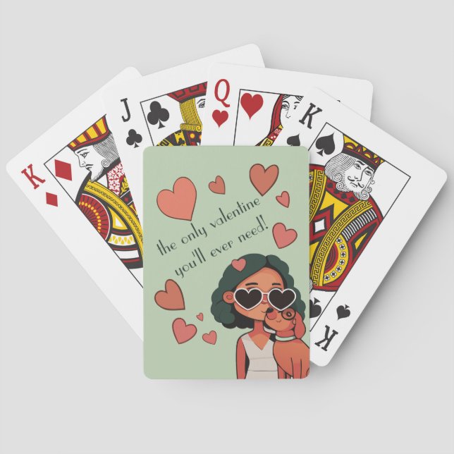 Dog Valentine Tote Bag Poker Cards (Back)