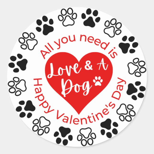 Dog Valentine's Day Sticker (Front)