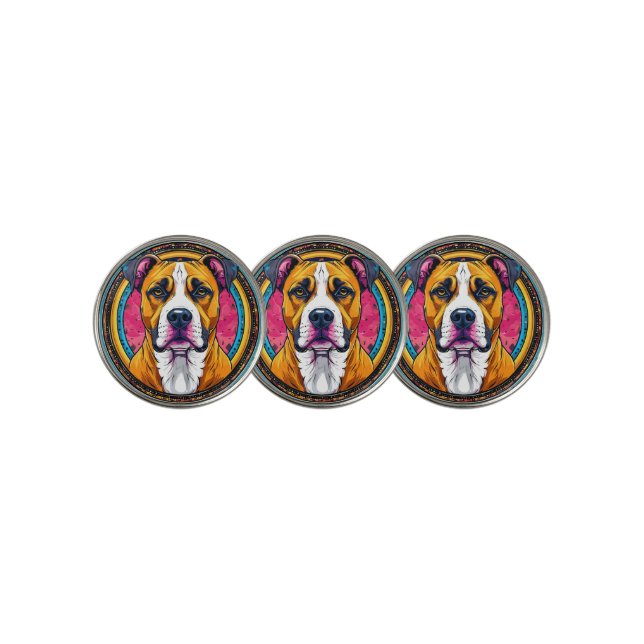 Dog Vector Illustration Golf Ball Marker (3 Up)