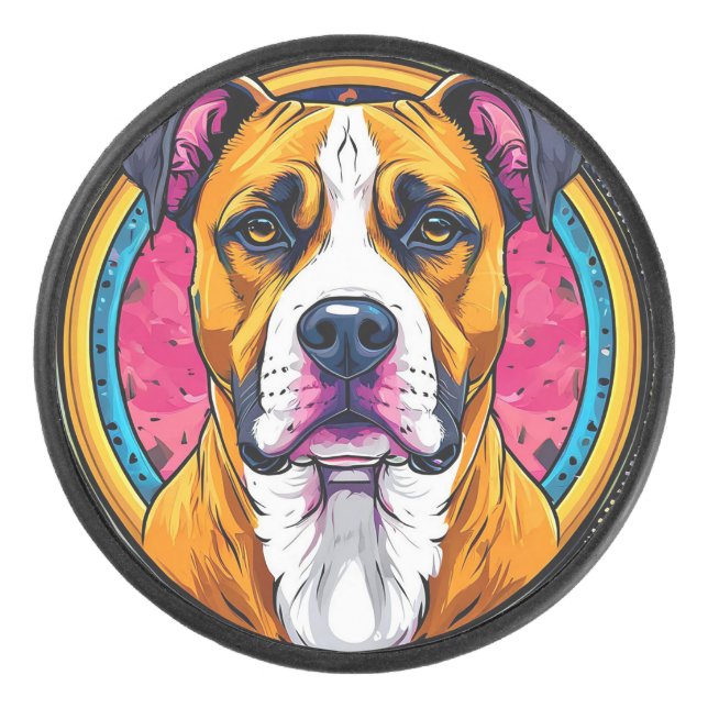 Dog Vector Illustration Hockey Puck (Front)