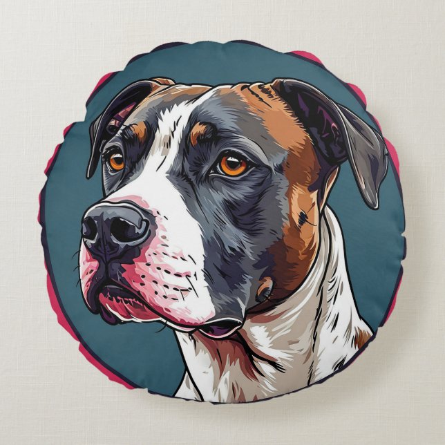 Dog Vector Illustration Round Pillow (Front)