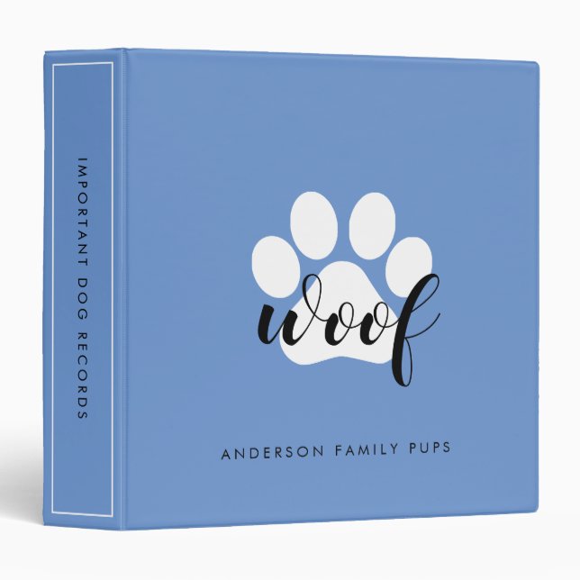 Dog Vet Medical and Vaccination Records Binder (Front/Spine)