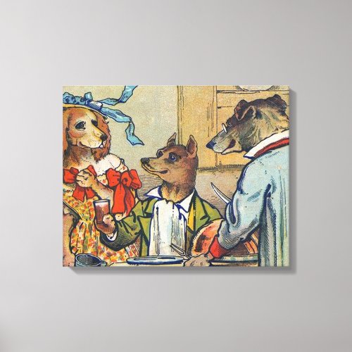 Dog Victorian Dinner Dress Doggy Canvas Print