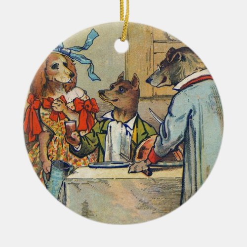 Dog Victorian Dinner Dress Doggy Ceramic Ornament