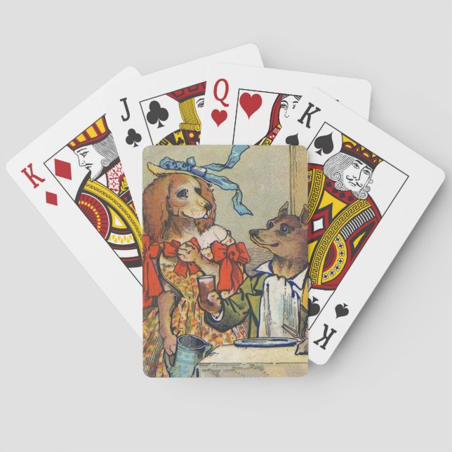 Dog Victorian Dinner Dress Doggy Poker Cards (Back)