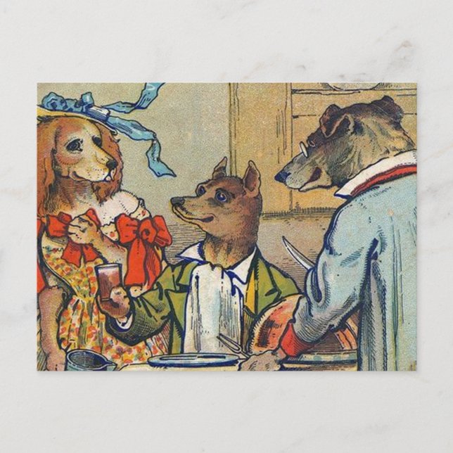 Dog Victorian Dinner Dress Doggy Postcard (Front)