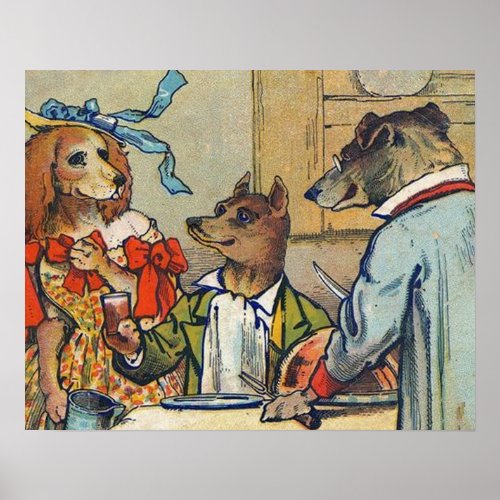 Dog Victorian Dinner Dress Doggy Poster