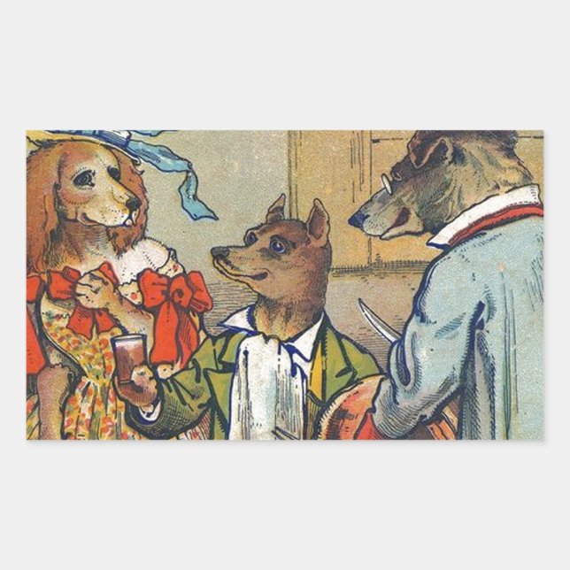 Dog Victorian Dinner Dress Doggy Rectangular Sticker (Front)