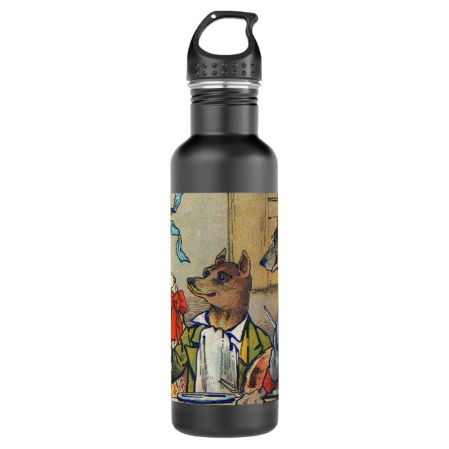 Dog Victorian Dinner Dress Doggy Water Bottle (Front)