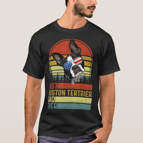 Dog Vintage Best Boston Terrier Dad Ever Father Da T_Shirt