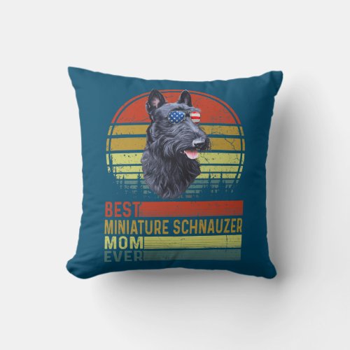 Dog Vintage Best Miniature Schnauzer Mom Ever Throw Pillow