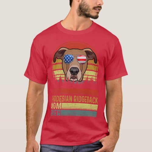 Dog Vintage Best Rhodesian Ridgeback Mom Ever Moth T_Shirt